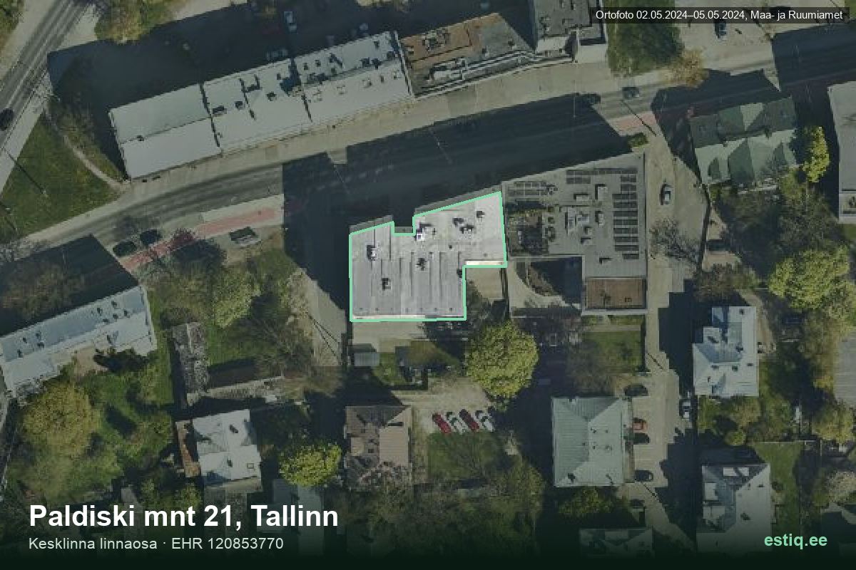 Paldiski mnt 21, Tallinn – aerial photo of the building, outline from the Building Register (EHR)