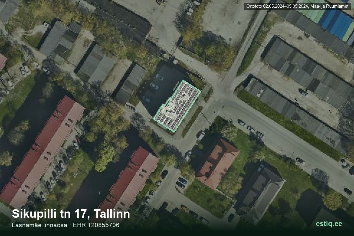 Sikupilli tänav 17, Tallinn – hoone aerofoto, kontuur ehitisregistri (EHR) andmetest