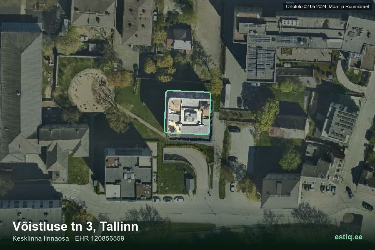 Võistluse tänav 3, Tallinn – hoone aerofoto, kontuur ehitisregistri (EHR) andmetest
