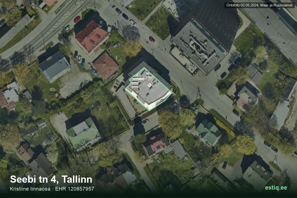 Seebi tänav 4, Tallinn – hoone aerofoto, kontuur ehitisregistri (EHR) andmetest
