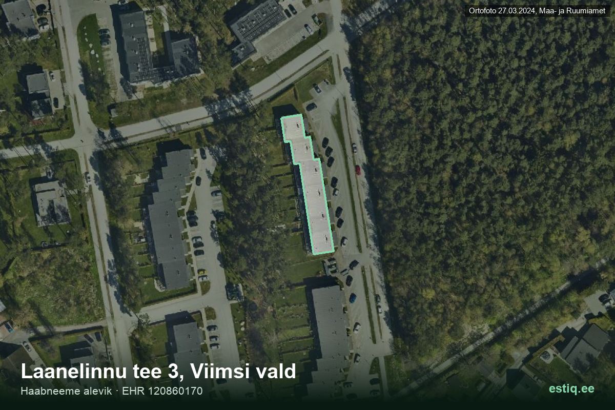 Laanelinnu tee 3, Viimsi – hoone aerofoto, kontuur ehitisregistri (EHR) andmetest