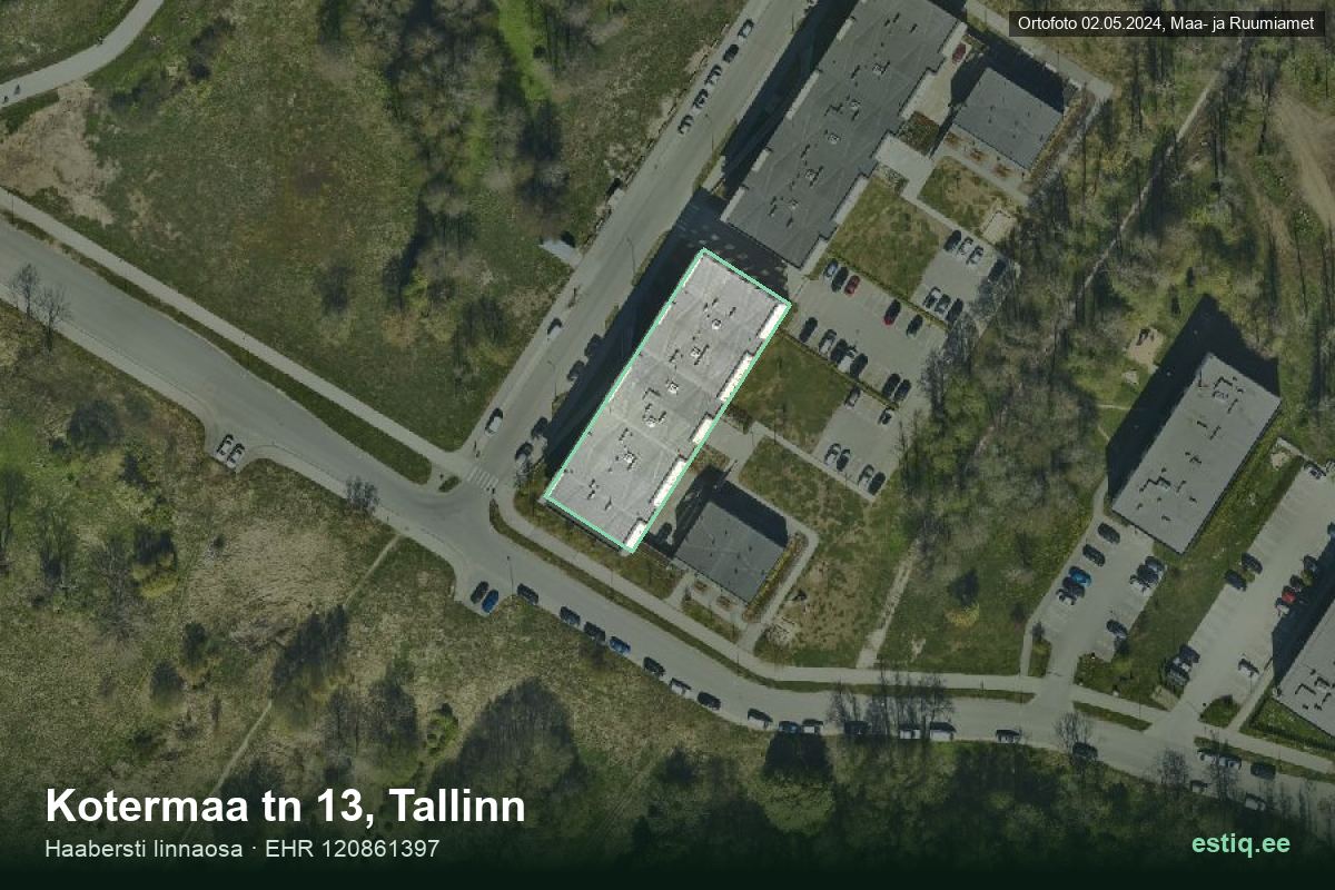 Kotermaa tänav 13, Tallinn – hoone aerofoto, kontuur ehitisregistri (EHR) andmetest