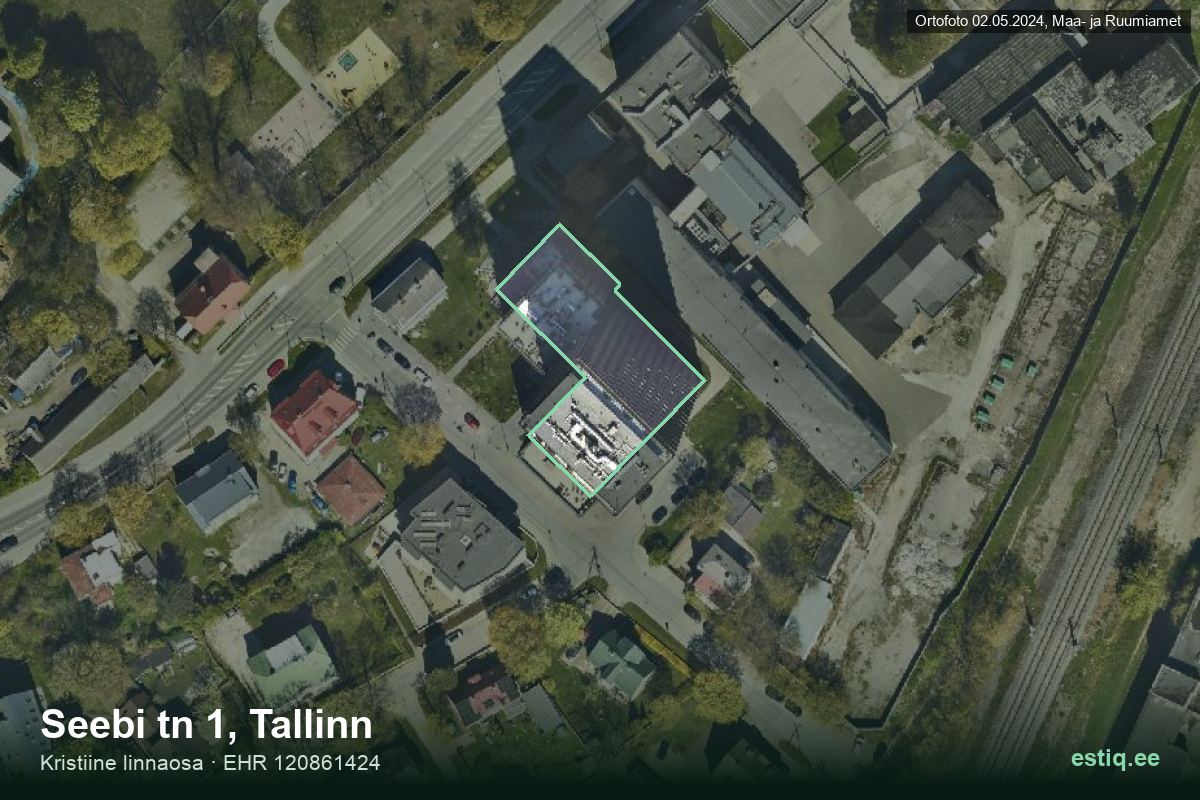Seebi tänav 1, Tallinn – hoone aerofoto, kontuur ehitisregistri (EHR) andmetest