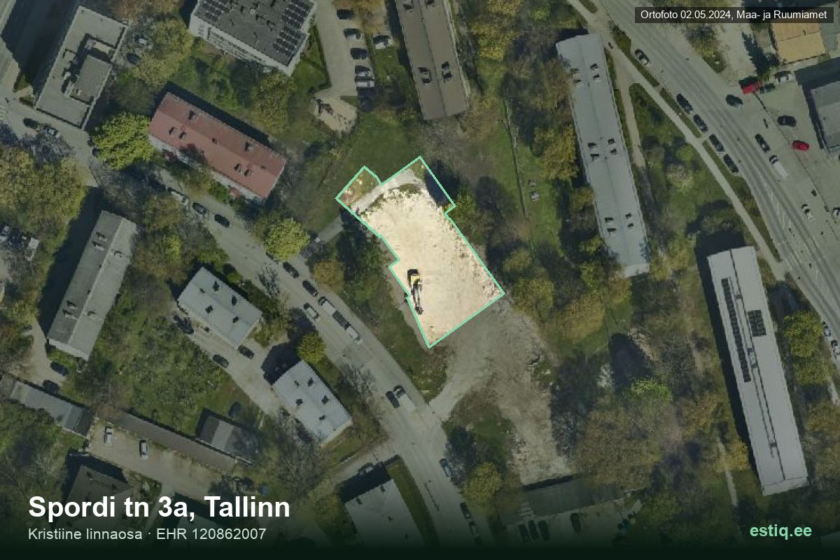 Spordi tänav 3a, Tallinn – hoone aerofoto, kontuur ehitisregistri (EHR) andmetest