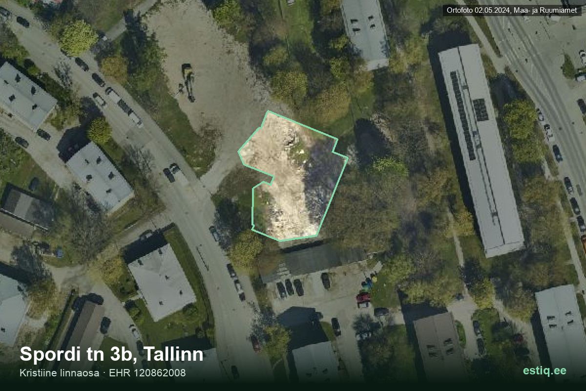 Spordi tänav 3b, Tallinn – hoone aerofoto, kontuur ehitisregistri (EHR) andmetest