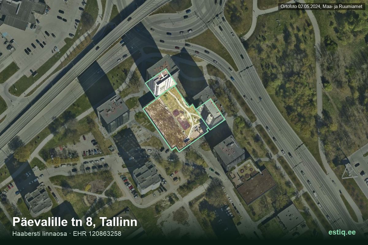 Päevalille tänav 6, Tallinn – hoone aerofoto, kontuur ehitisregistri (EHR) andmetest