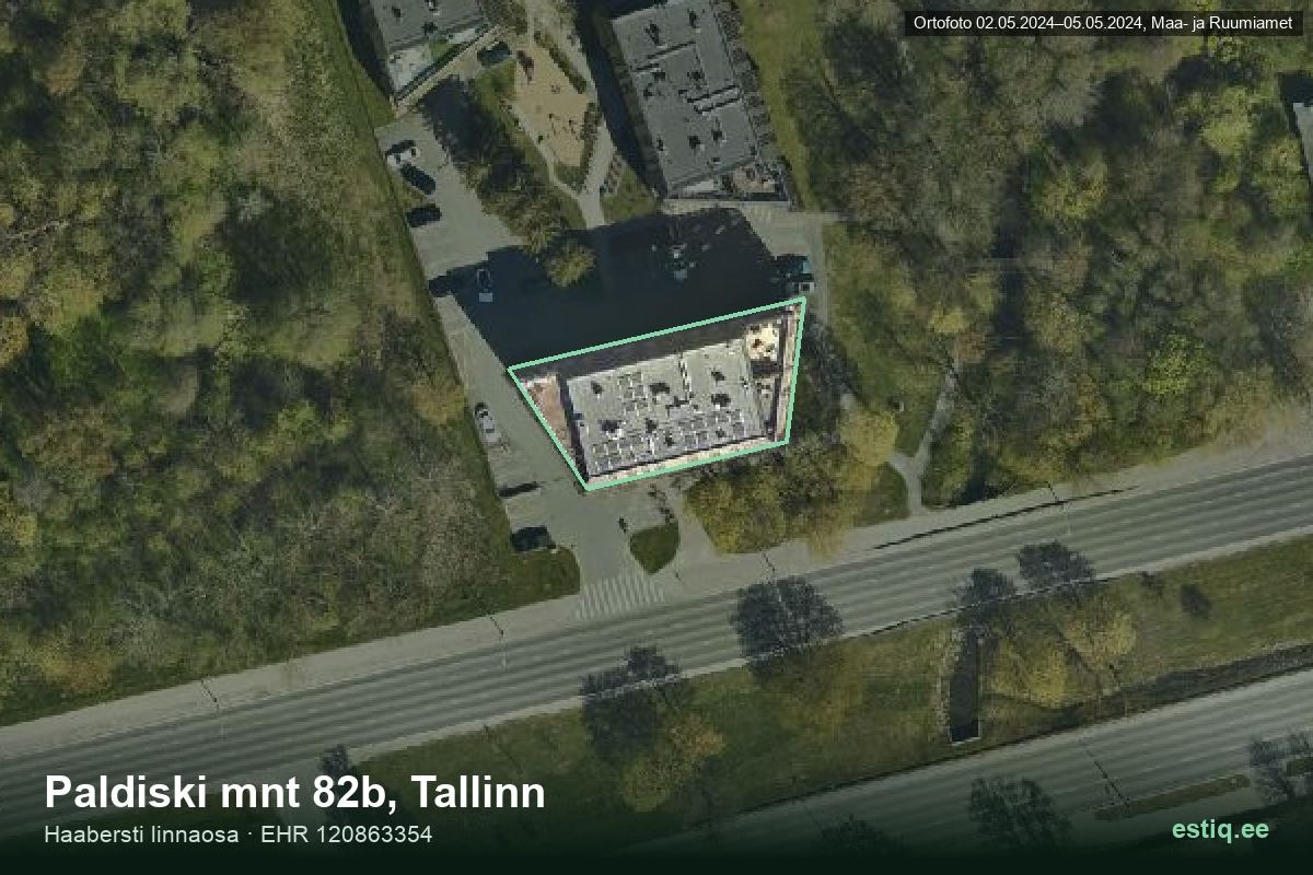 Paldiski mnt 82b, Tallinn – hoone aerofoto, kontuur ehitisregistri (EHR) andmetest