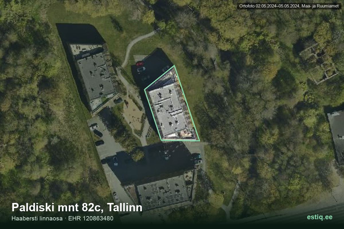 Paldiski mnt 82c, Tallinn – hoone aerofoto, kontuur ehitisregistri (EHR) andmetest