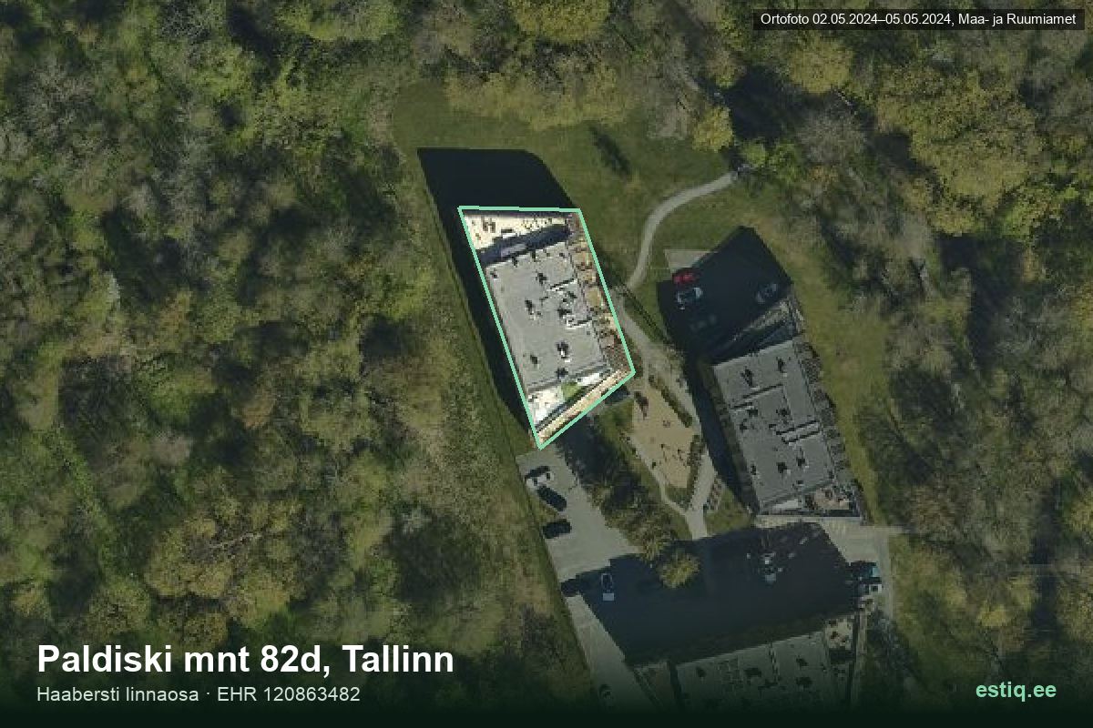 Paldiski mnt 82d, Tallinn – ilmakuva rakennuksesta, ääriviiva rakennusrekisteristä (EHR)
