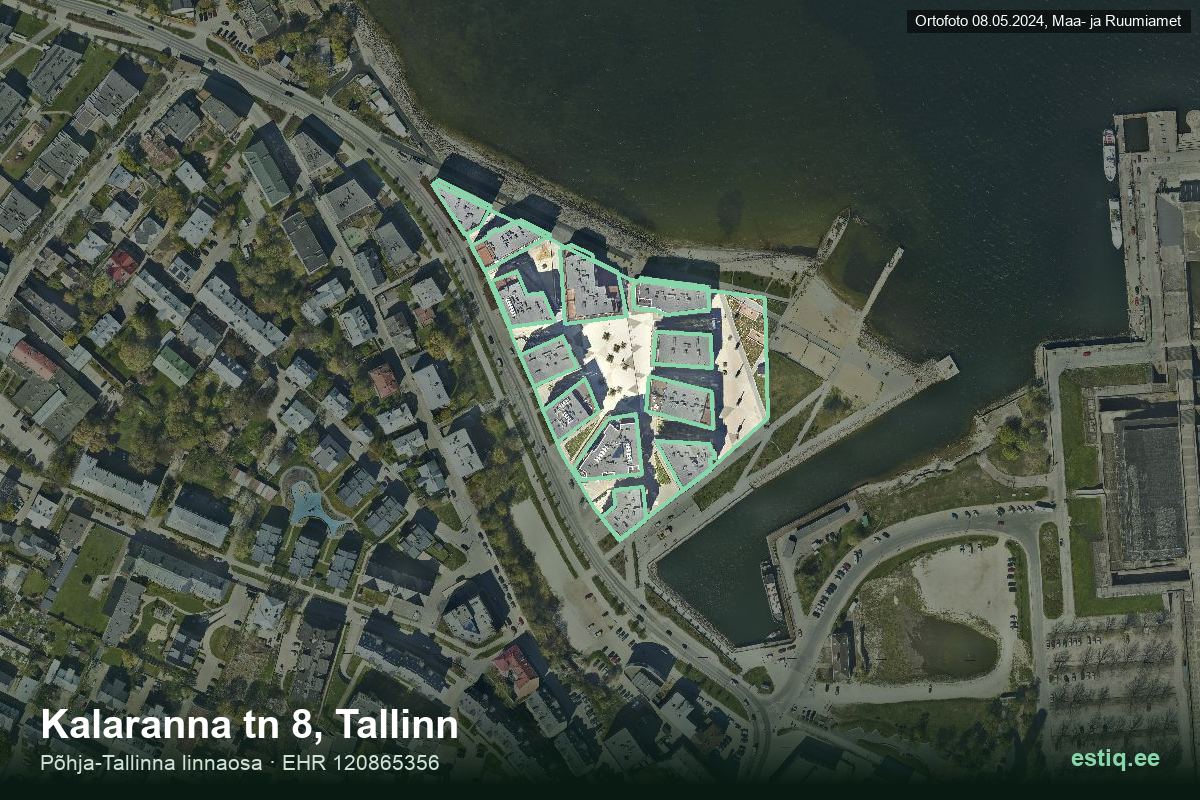 Kalaranna tänav 8/2, Tallinn – hoone aerofoto, kontuur ehitisregistri (EHR) andmetest