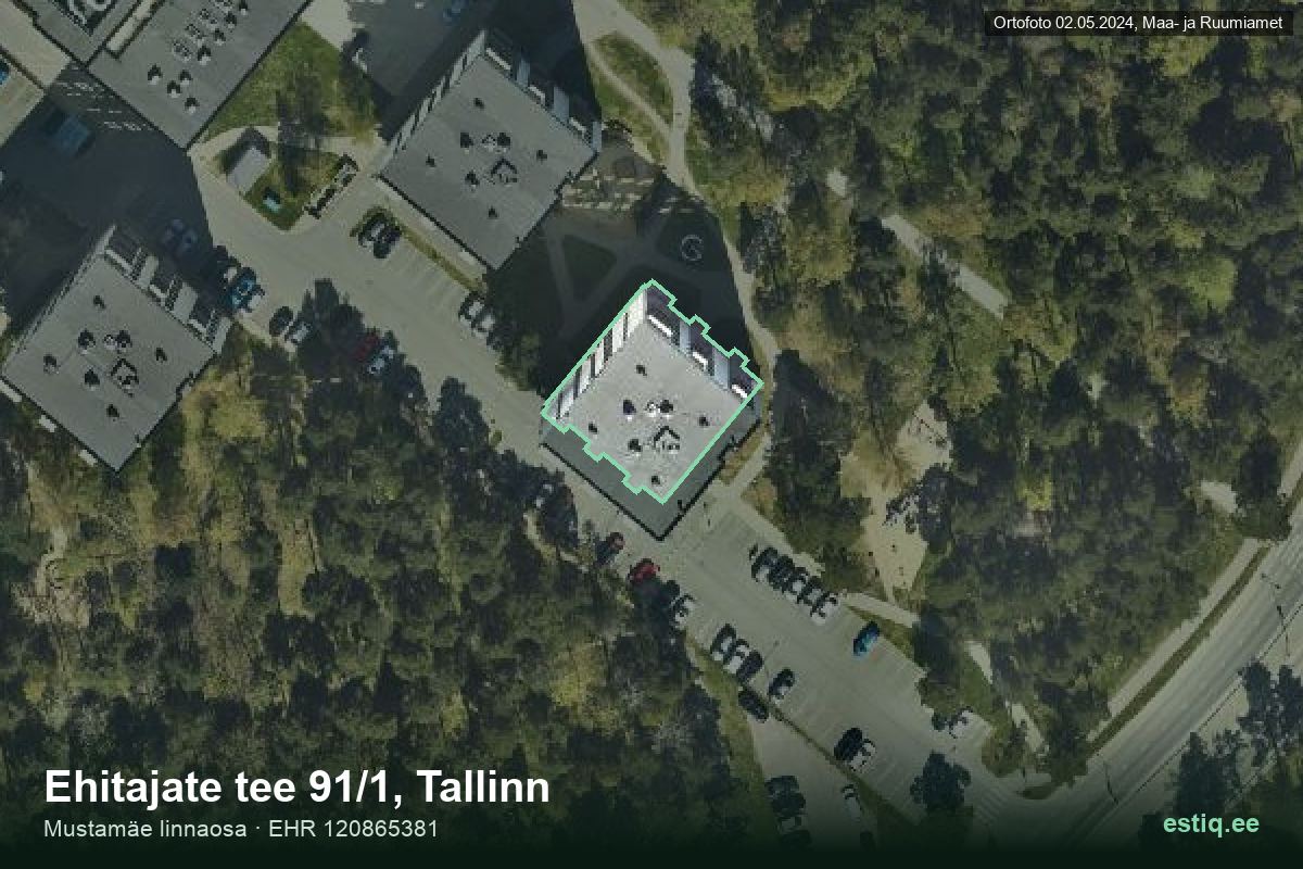 Ehitajate tee 91/1, Tallinn – hoone aerofoto, kontuur ehitisregistri (EHR) andmetest