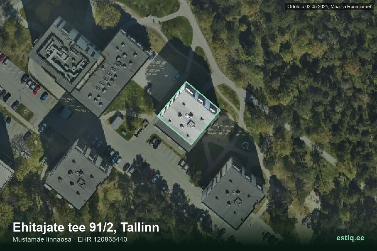 Ehitajate tee 91/2, Tallinn – hoone aerofoto, kontuur ehitisregistri (EHR) andmetest