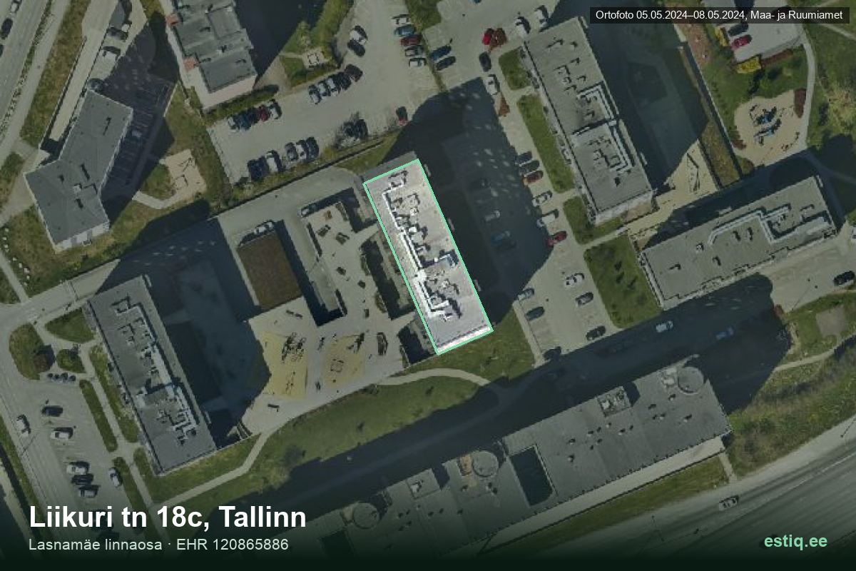 Liikuri tänav 18c, Tallinn – hoone aerofoto, kontuur ehitisregistri (EHR) andmetest