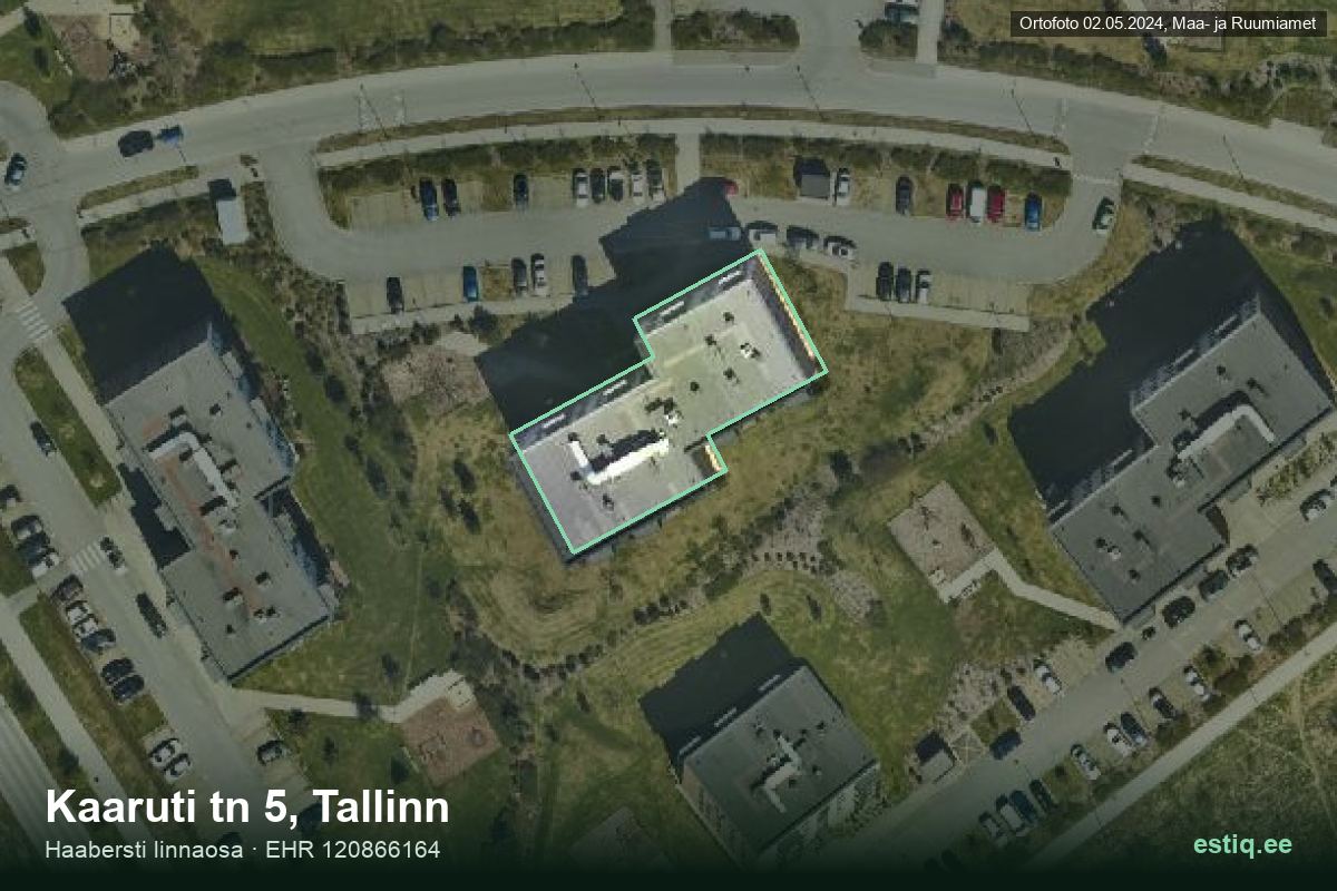 Kaaruti tänav 5, Tallinn – aerial photo of the building, outline from the Building Register (EHR)