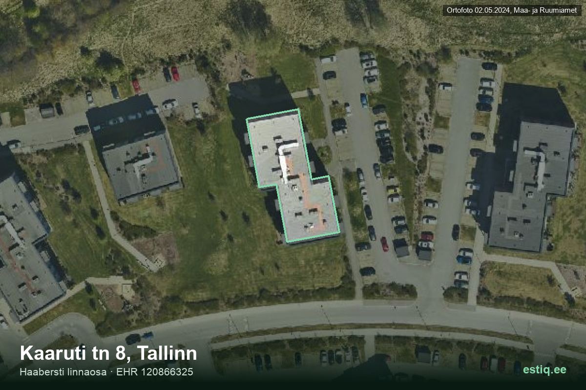 Kaaruti tänav 8, Tallinn – aerial photo of the building, outline from the Building Register (EHR)