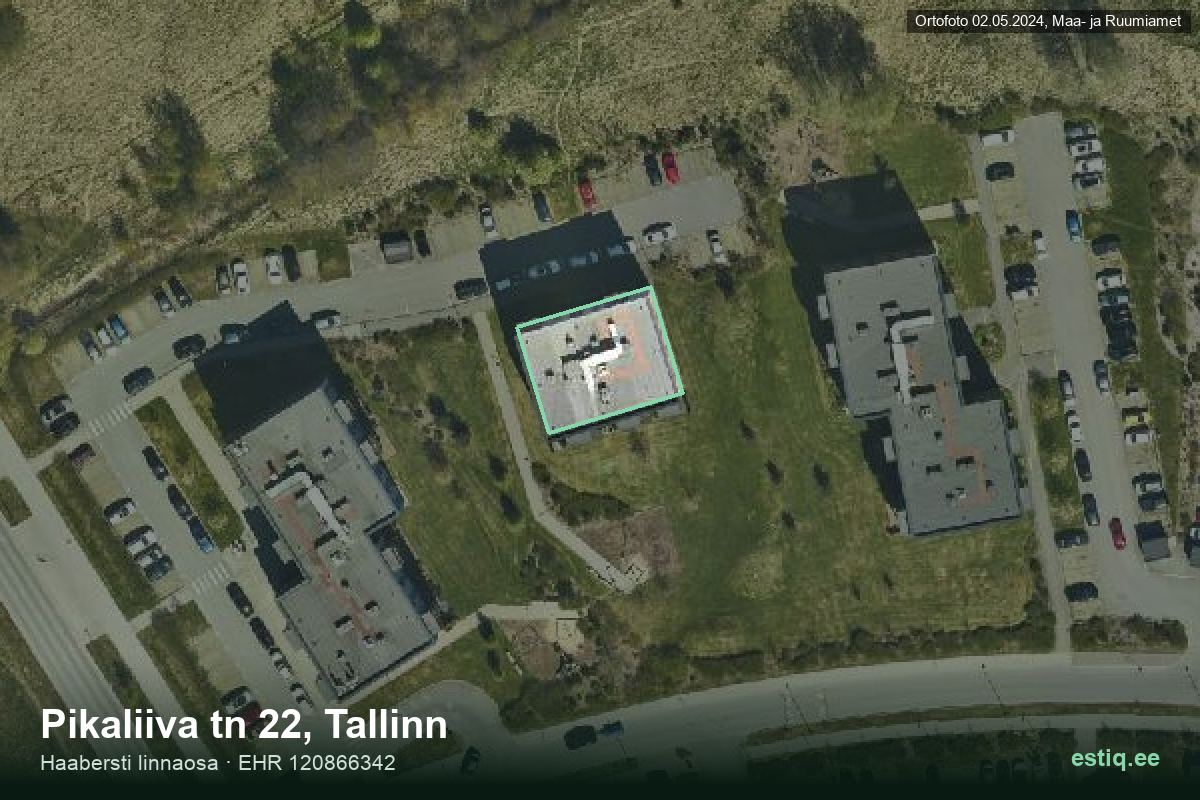 Pikaliiva tänav 22, Tallinn – аэрофото дома, контур по данным регистра строений (EHR)