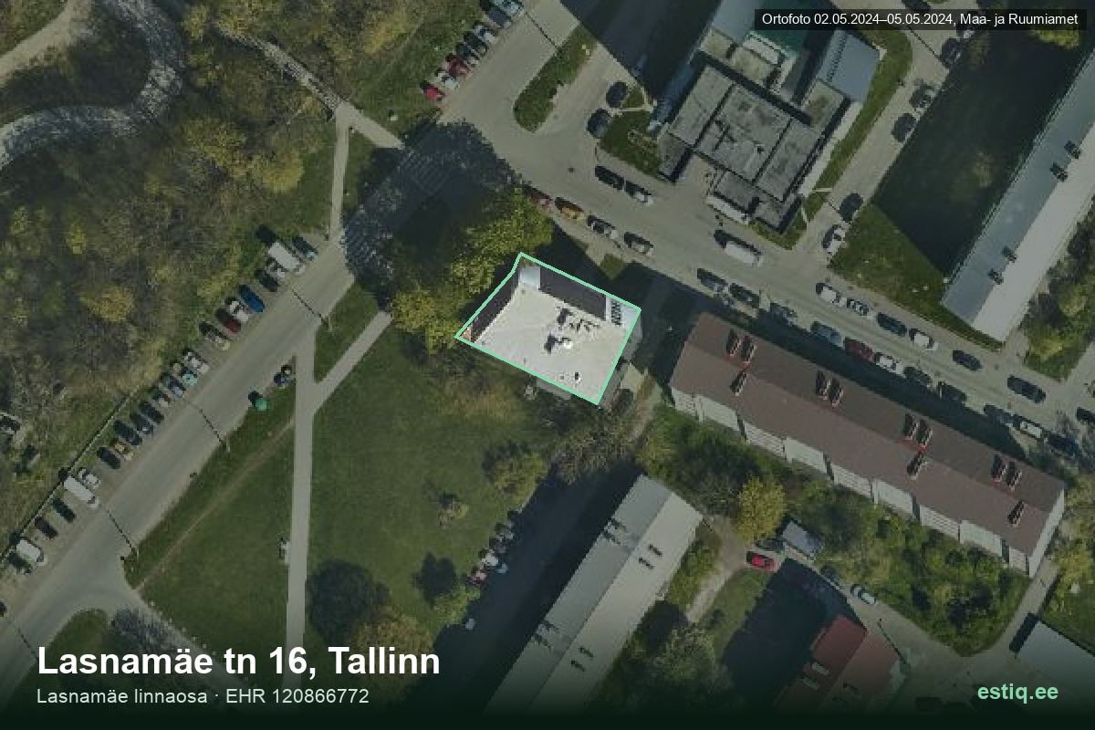 Lasnamäe tänav 16, Tallinn – hoone aerofoto, kontuur ehitisregistri (EHR) andmetest