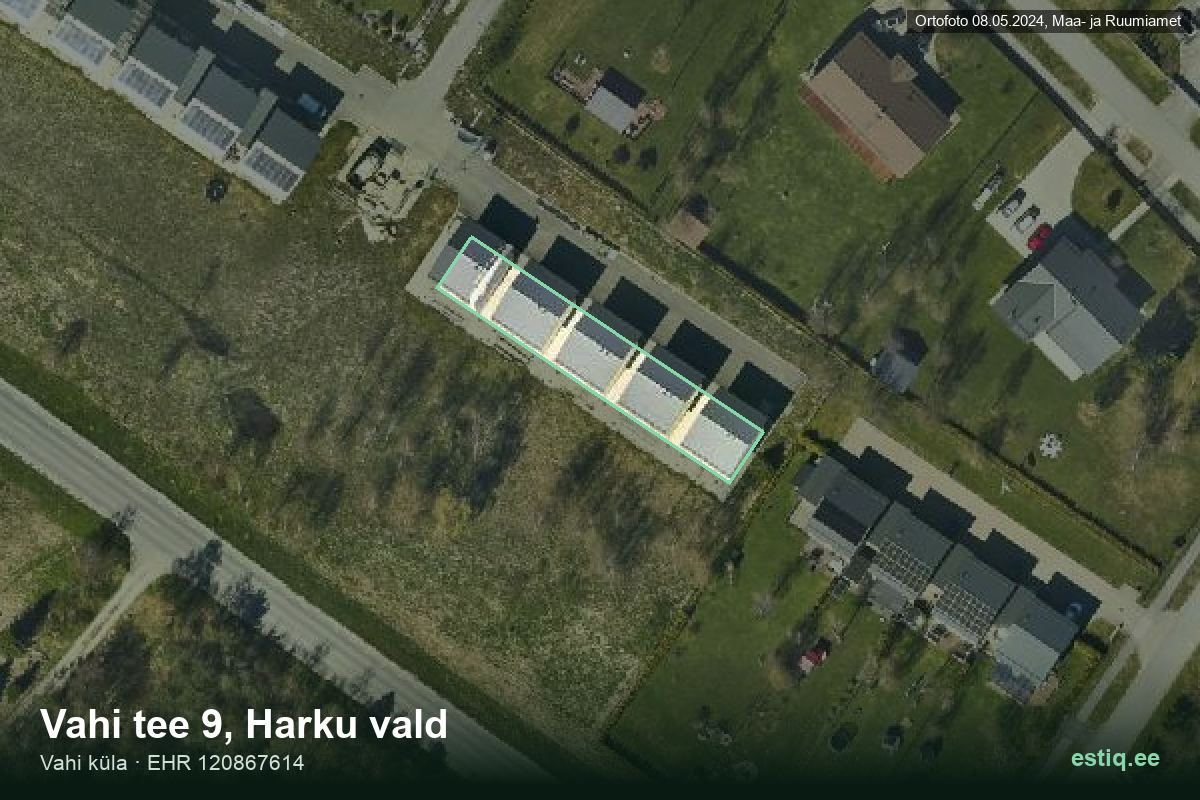 Vahi tee 9, Harku – ilmakuva rakennuksesta, ääriviiva rakennusrekisteristä (EHR)