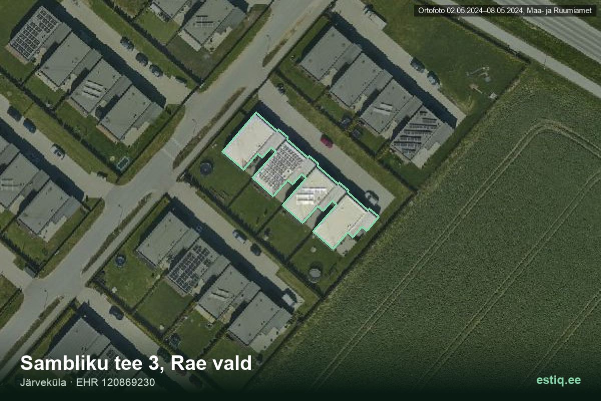 Sambliku tee 3, Rae – hoone aerofoto, kontuur ehitisregistri (EHR) andmetest
