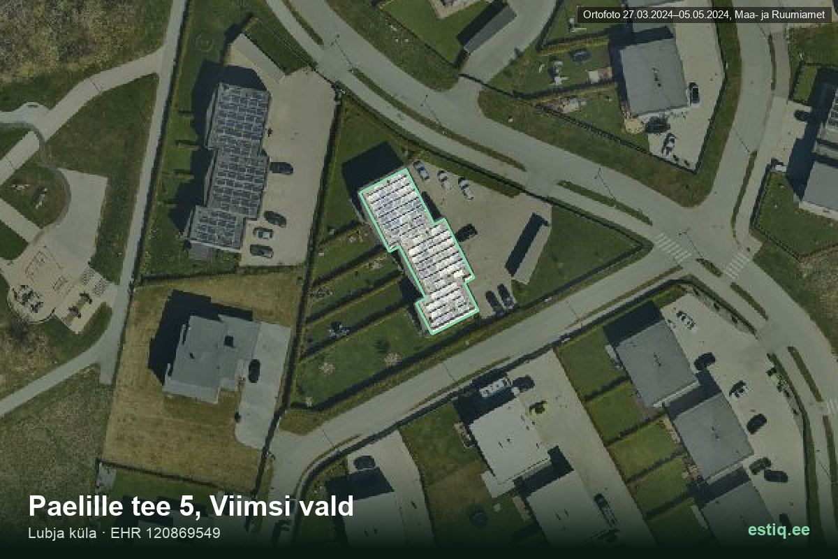 Paelille tee 5, Viimsi – hoone aerofoto, kontuur ehitisregistri (EHR) andmetest