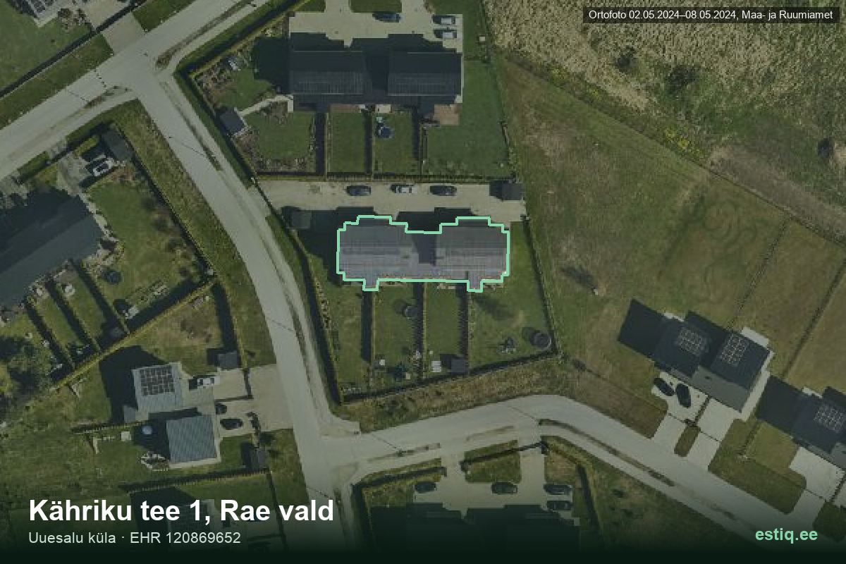Kähriku tee 1, Rae – hoone aerofoto, kontuur ehitisregistri (EHR) andmetest