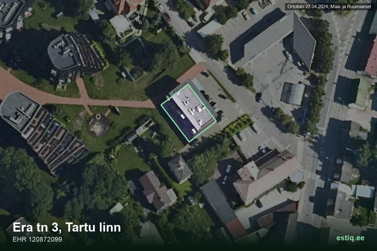 Era tänav 3, Tartu – hoone aerofoto, kontuur ehitisregistri (EHR) andmetest
