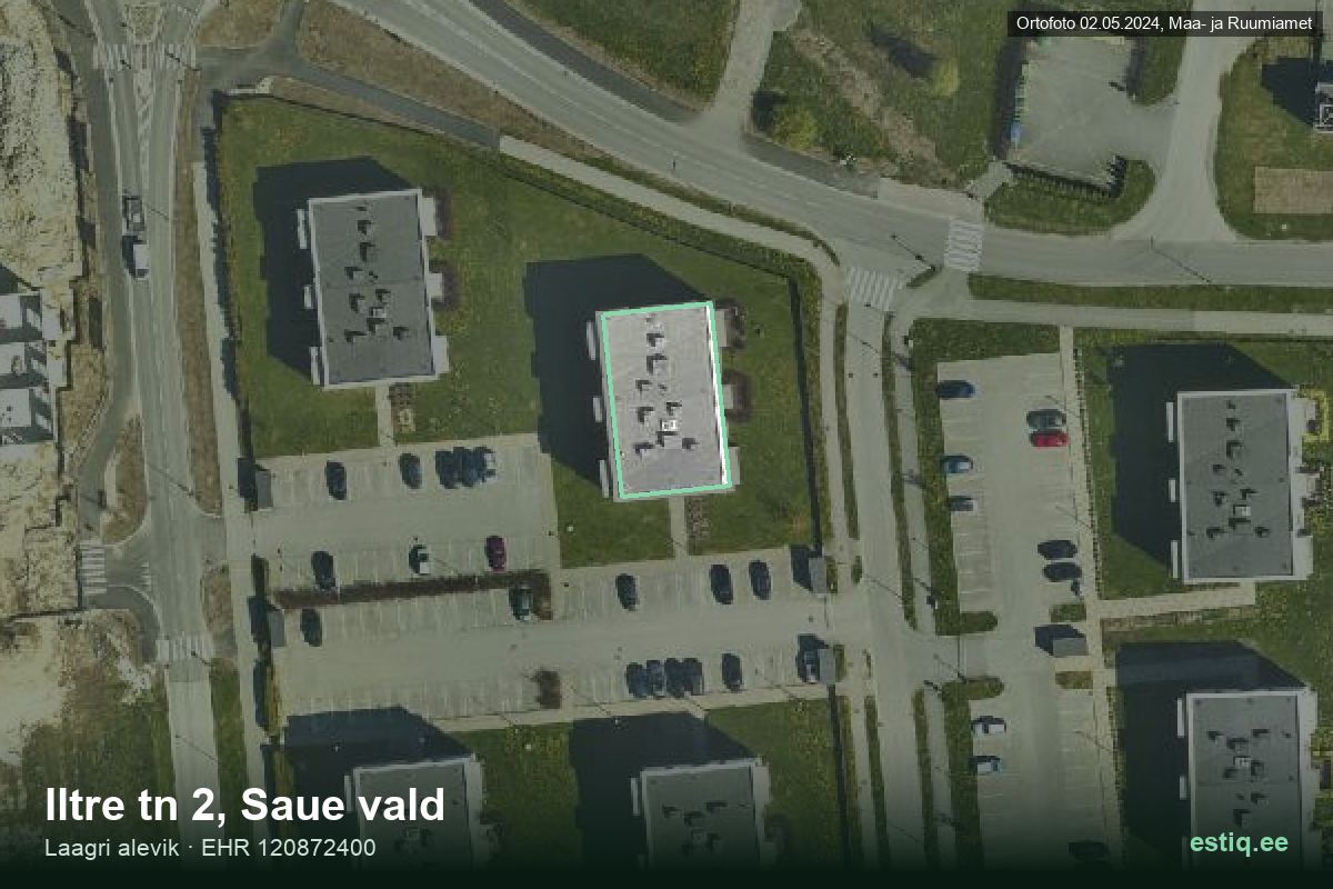 Iltre tänav 2, Saue – hoone aerofoto, kontuur ehitisregistri (EHR) andmetest
