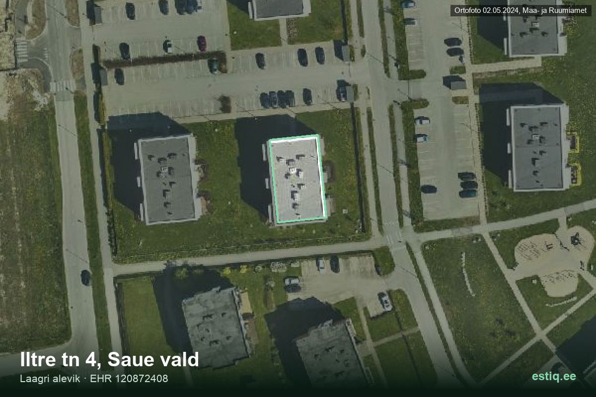 Iltre tänav 4, Saue – hoone aerofoto, kontuur ehitisregistri (EHR) andmetest