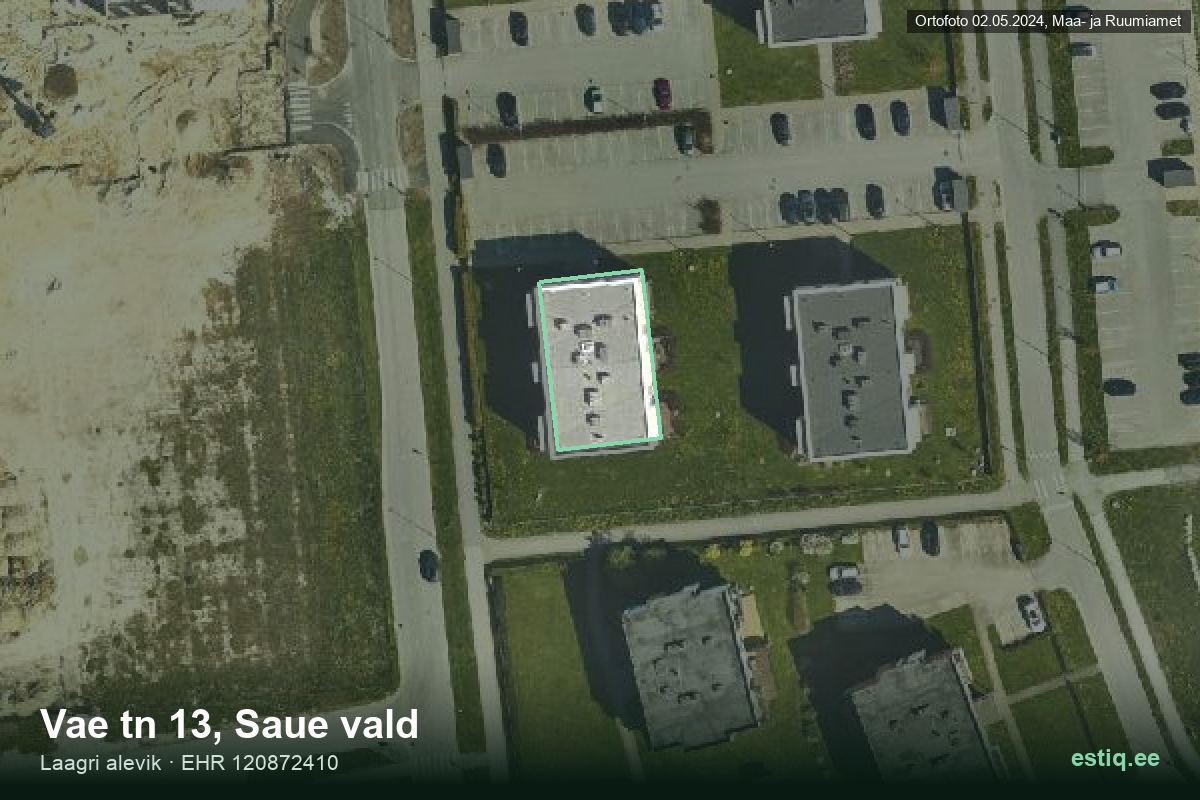 Vae tänav 13, Saue – hoone aerofoto, kontuur ehitisregistri (EHR) andmetest