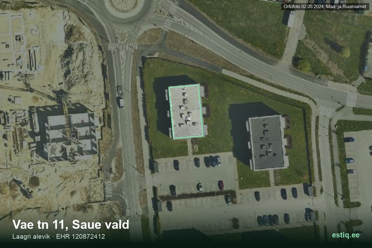 Vae tänav 11, Saue – hoone aerofoto, kontuur ehitisregistri (EHR) andmetest