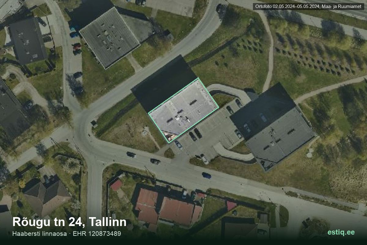 Rõugu tänav 24, Tallinn – аэрофото дома, контур по данным регистра строений (EHR)