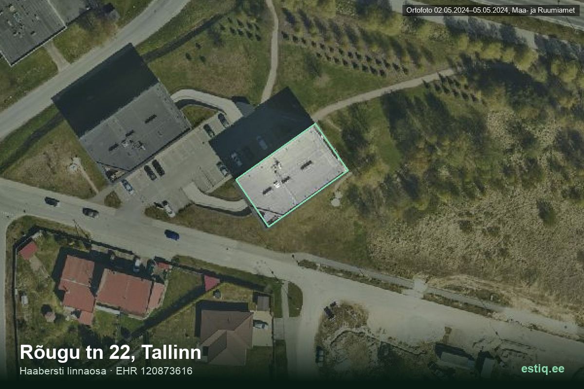 Rõugu tänav 22, Tallinn – ilmakuva rakennuksesta, ääriviiva rakennusrekisteristä (EHR)