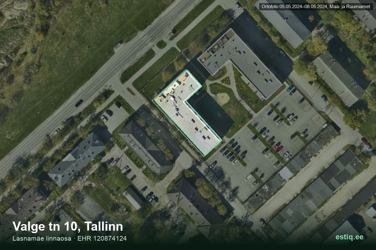Valge tänav 10, Tallinn – hoone aerofoto, kontuur ehitisregistri (EHR) andmetest