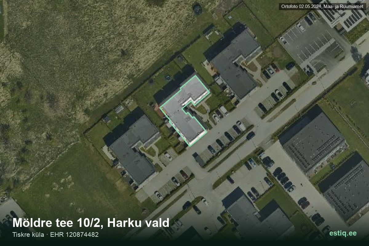 Möldre tee 10/2, Harku – hoone aerofoto, kontuur ehitisregistri (EHR) andmetest