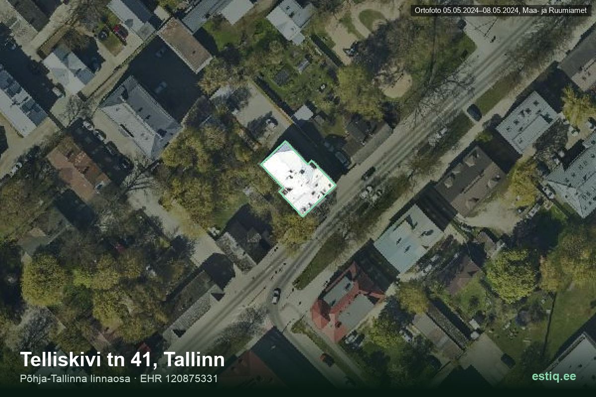 Telliskivi tänav 41, Tallinn – hoone aerofoto, kontuur ehitisregistri (EHR) andmetest