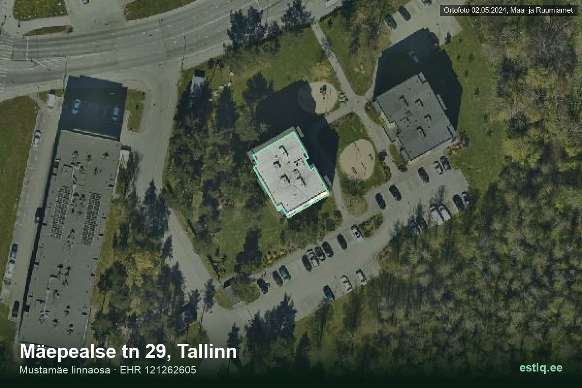 Mäepealse tänav 29, Tallinn – aerial photo of the building, outline from the Building Register (EHR)