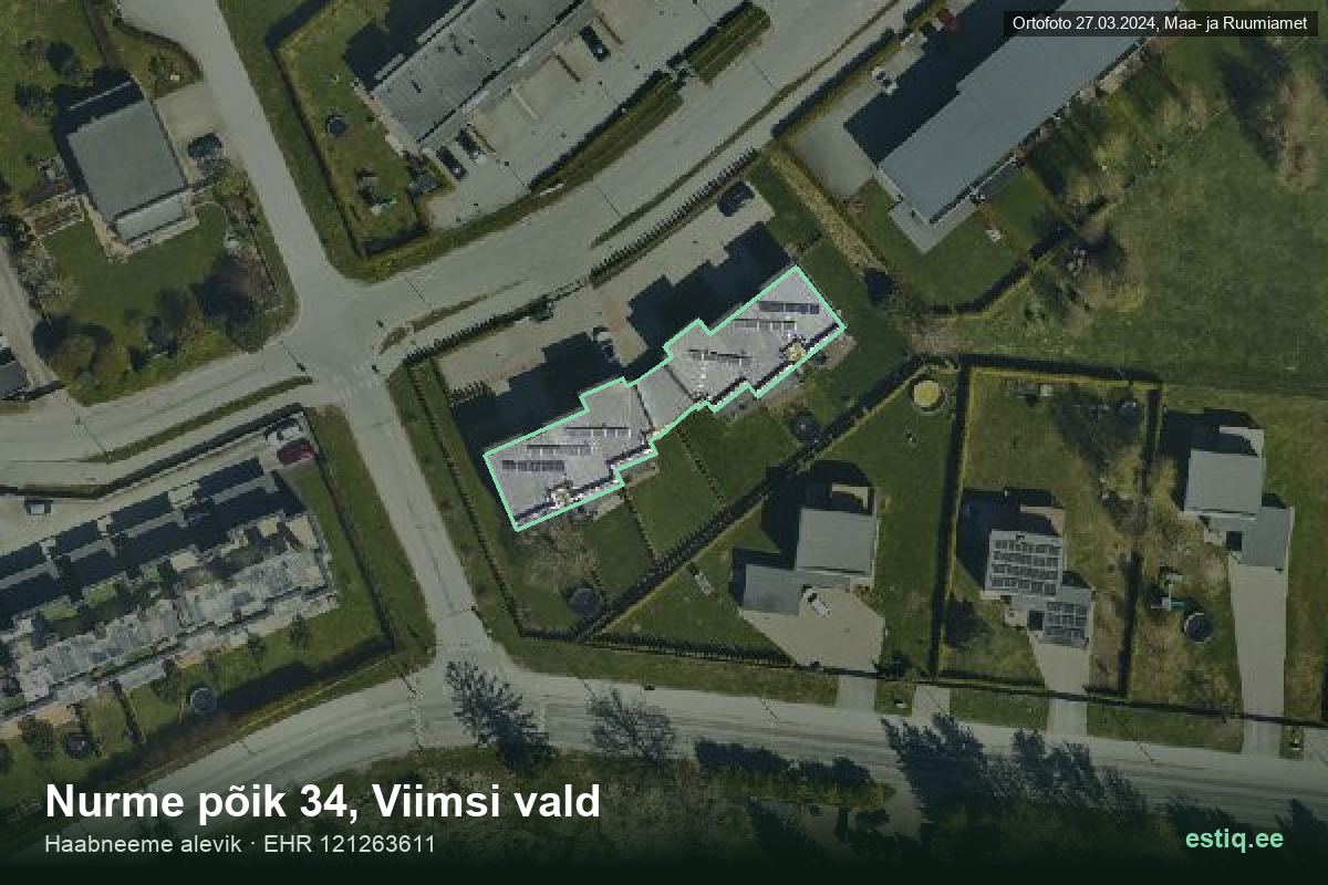 Nurme põik 34, Viimsi – hoone aerofoto, kontuur ehitisregistri (EHR) andmetest
