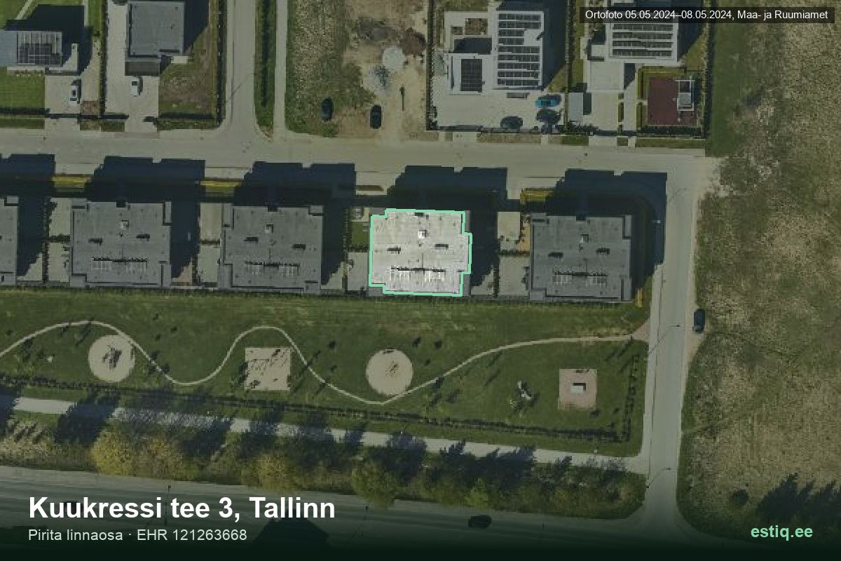 Kuukressi tee 3, Tallinn – hoone aerofoto, kontuur ehitisregistri (EHR) andmetest