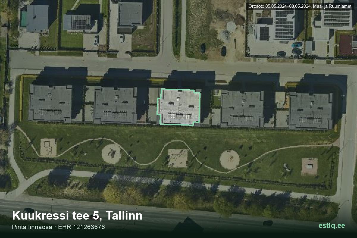 Kuukressi tee 5, Tallinn – hoone aerofoto, kontuur ehitisregistri (EHR) andmetest