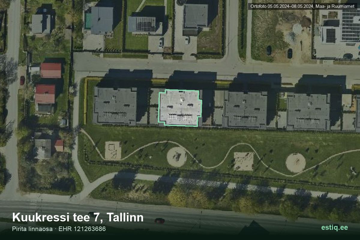 Kuukressi tee 7, Tallinn – hoone aerofoto, kontuur ehitisregistri (EHR) andmetest