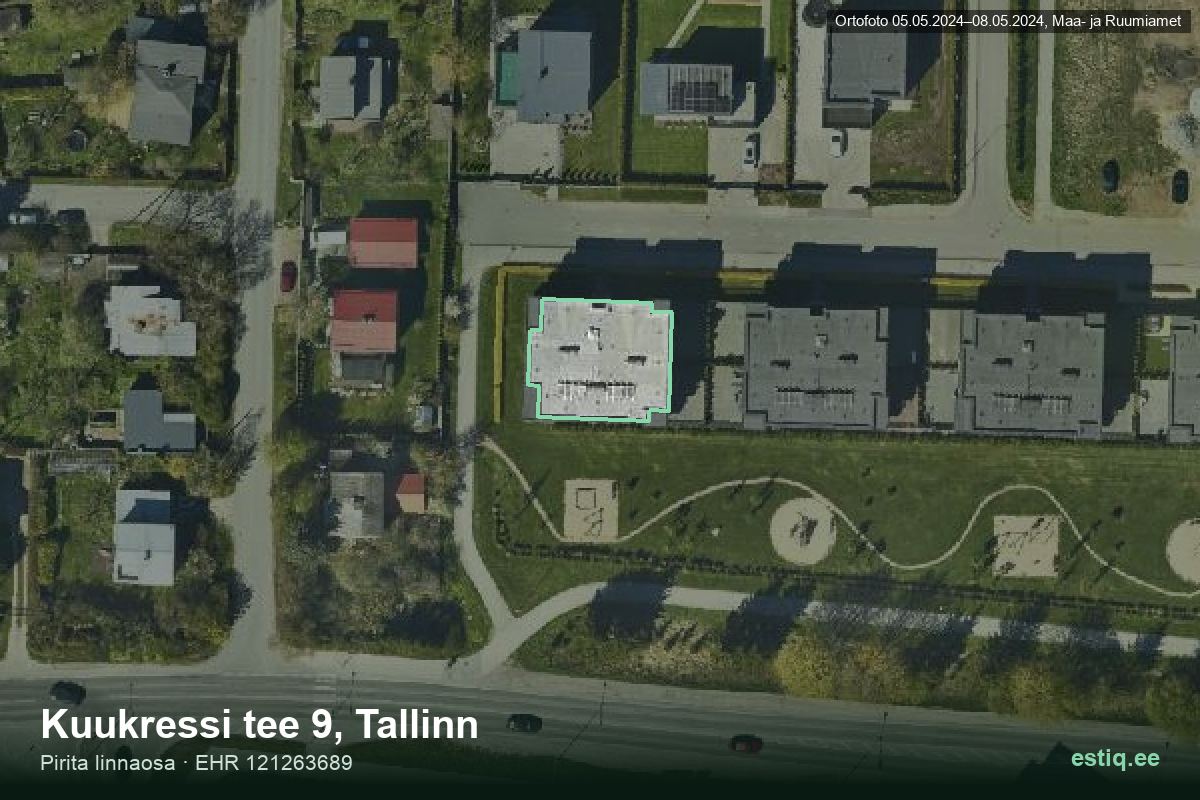 Kuukressi tee 9, Tallinn – hoone aerofoto, kontuur ehitisregistri (EHR) andmetest