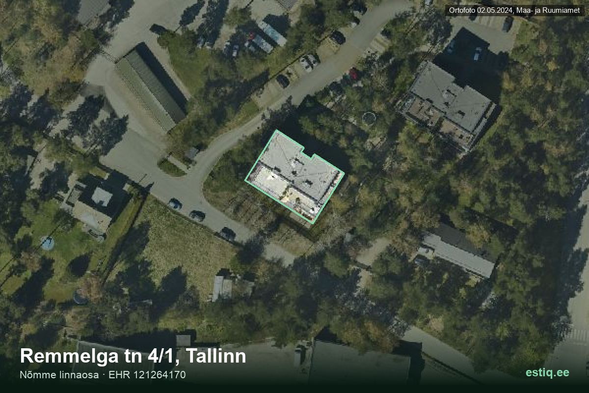 Remmelga tänav 4/1, Tallinn – hoone aerofoto, kontuur ehitisregistri (EHR) andmetest