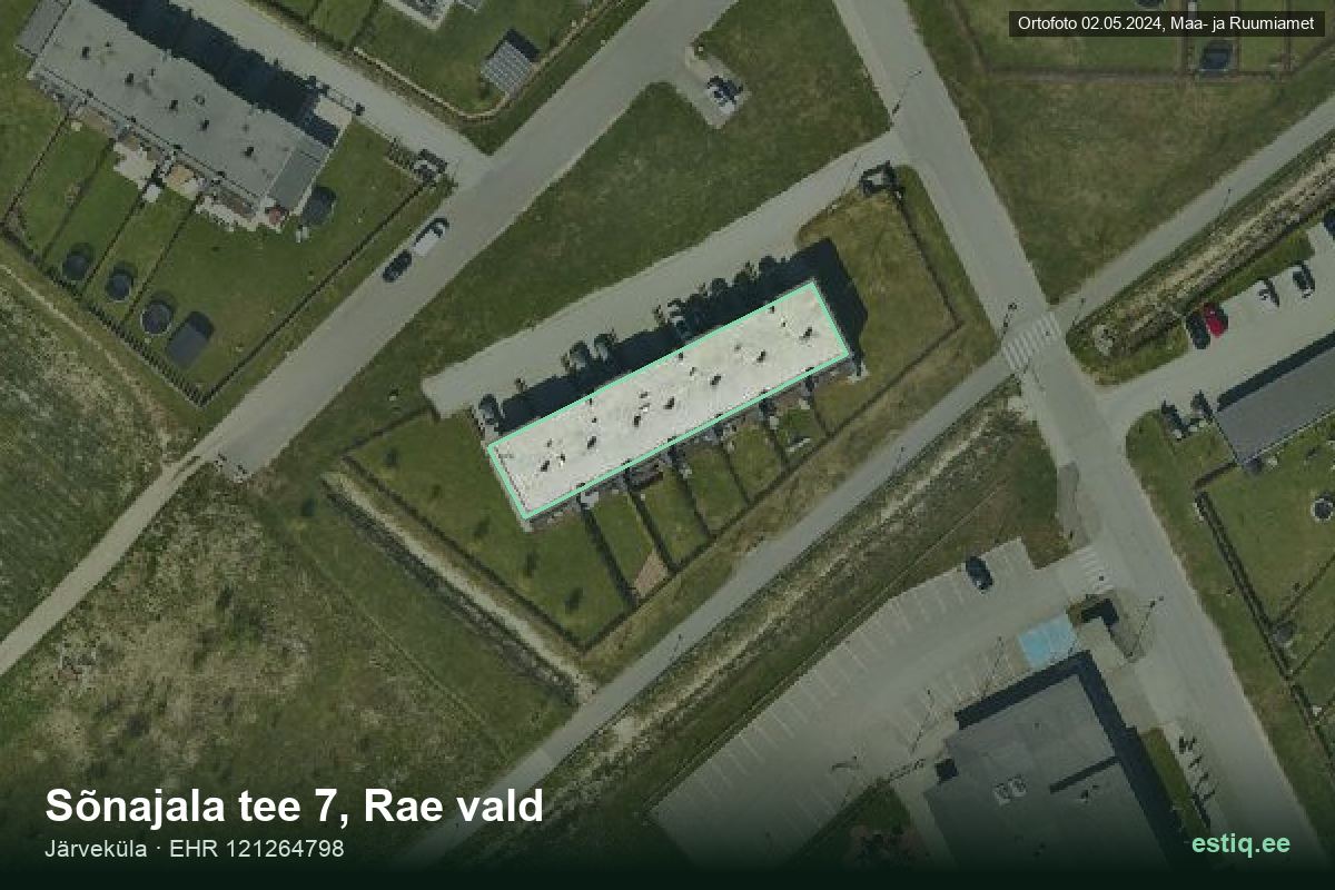 Sõnajala tee 7, Rae – аэрофото дома, контур по данным регистра строений (EHR)