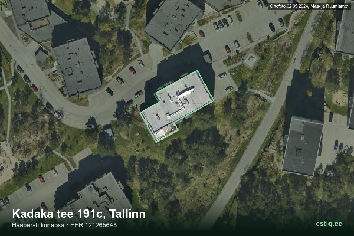 Kadaka tee 191c, Tallinn – hoone aerofoto, kontuur ehitisregistri (EHR) andmetest