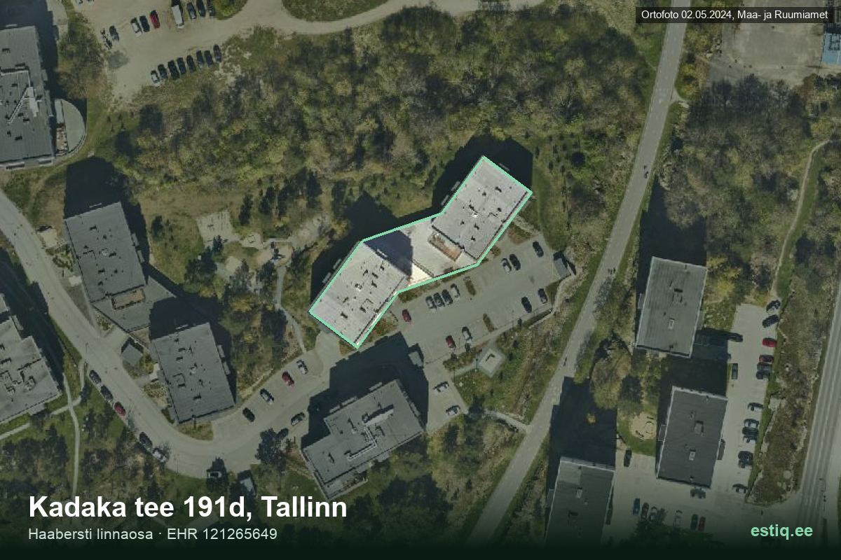 Kadaka tee 191d, Tallinn – hoone aerofoto, kontuur ehitisregistri (EHR) andmetest