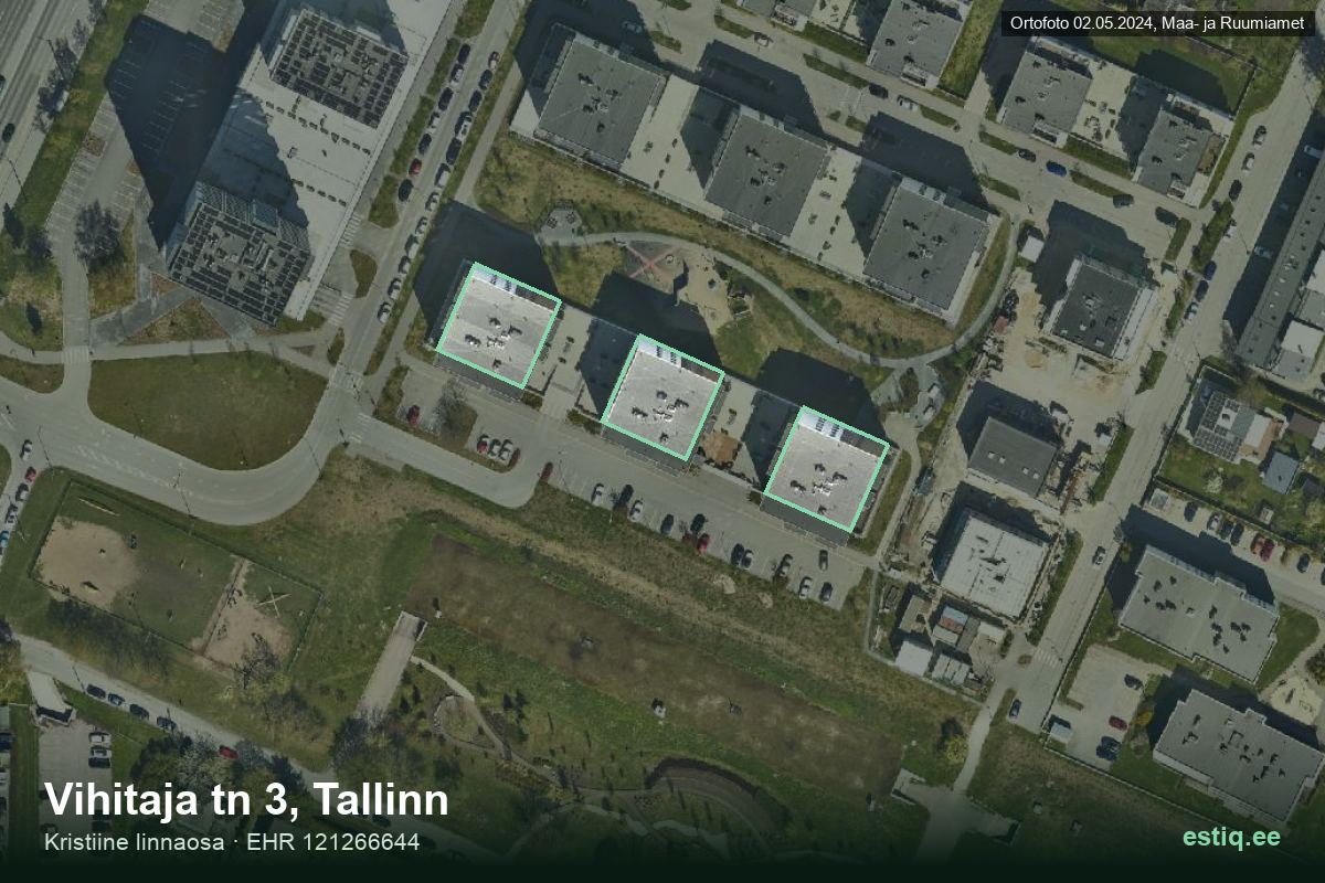 Vihitaja tänav 1, Tallinn – aerial photo of the building, outline from the Building Register (EHR)