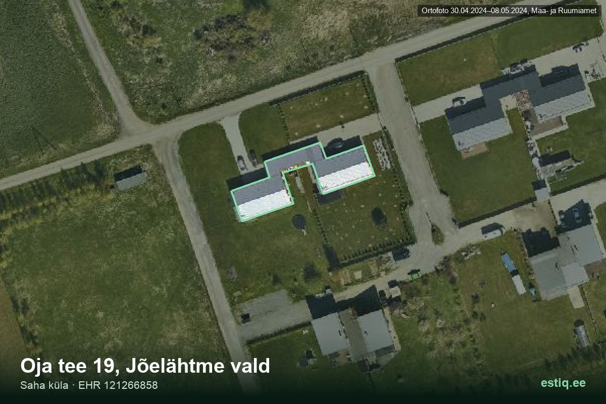 Oja tee 19, Jõelähtme – hoone aerofoto, kontuur ehitisregistri (EHR) andmetest