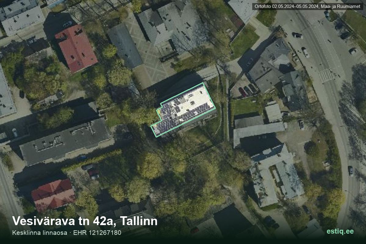 Vesivärava tänav 42a, Tallinn – hoone aerofoto, kontuur ehitisregistri (EHR) andmetest