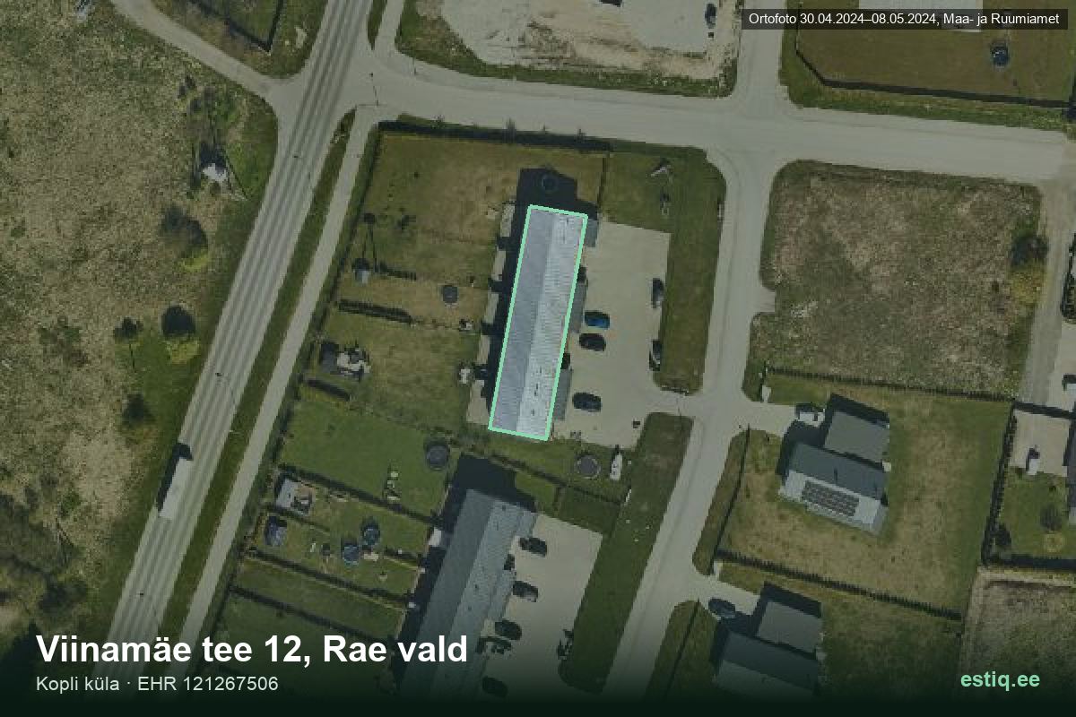 Viinamäe tee 12, Rae – аэрофото дома, контур по данным регистра строений (EHR)