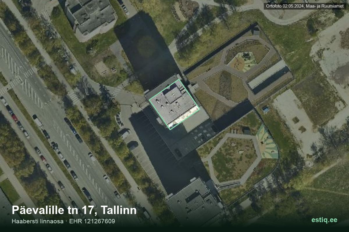 Päevalille tänav 17, Tallinn – ilmakuva rakennuksesta, ääriviiva rakennusrekisteristä (EHR)